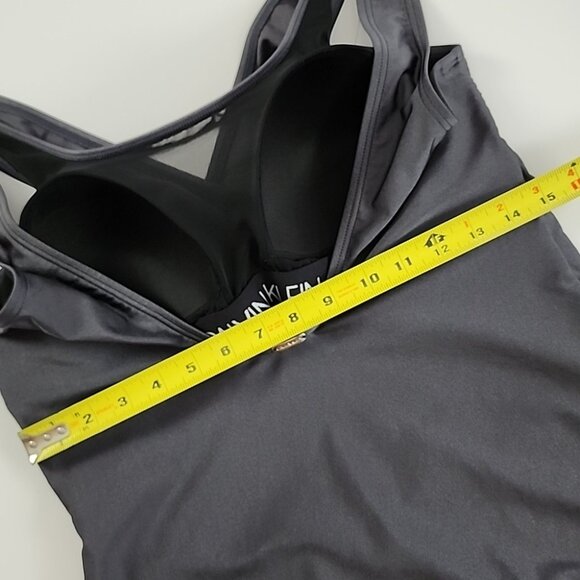 Calvin Klein Swimwear Women's Silver Black One Piece Swimsuit High Back Size 14 - Picture 15 of 15